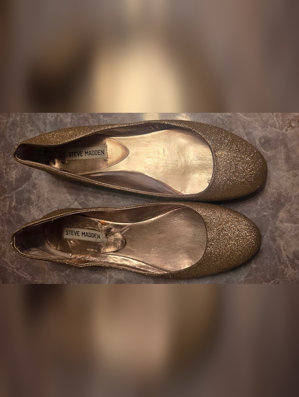 Steve Madden Gold Glitter Ballet Flats